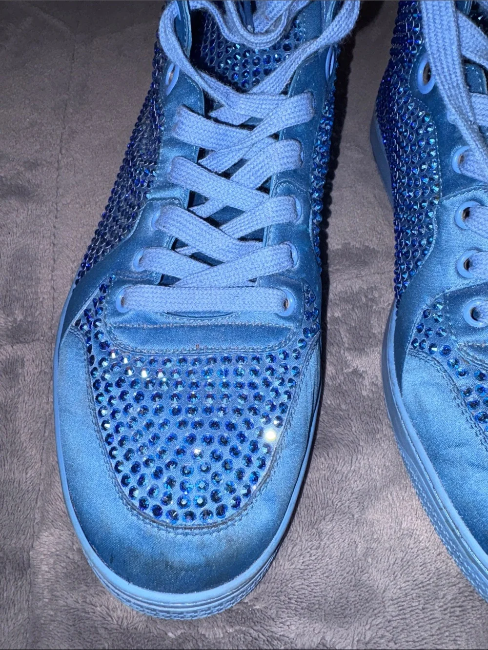 Authentic Gucci Coda Blue Crystal High-Top Sneakers